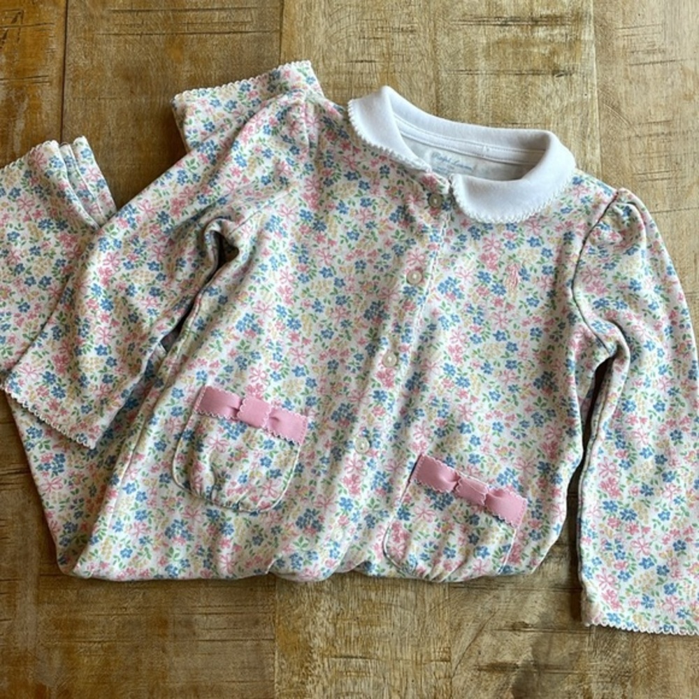 Ralph Lauren Floral Kids One Piece - Pink and White